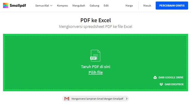 Cara Mengubah PDF ke Excel Tanpa Software melalui Smallpdf
